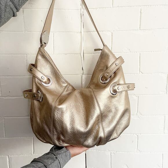 BODHI Gold Metallic Oversized Hobo Shoulder Bag - Picture 2 of 8